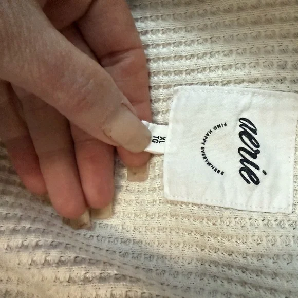 ARIE Lumber Jane Cream Waffle Knit Jacket. PTP 43 - Picture 5 of 8